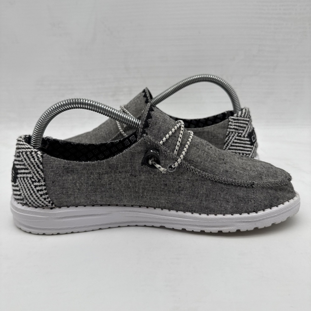 Hey Dude Wendy Womens Chambray Onyx Canvas Slip On Loafers Size 9 Shoes - Picture 3 of 16